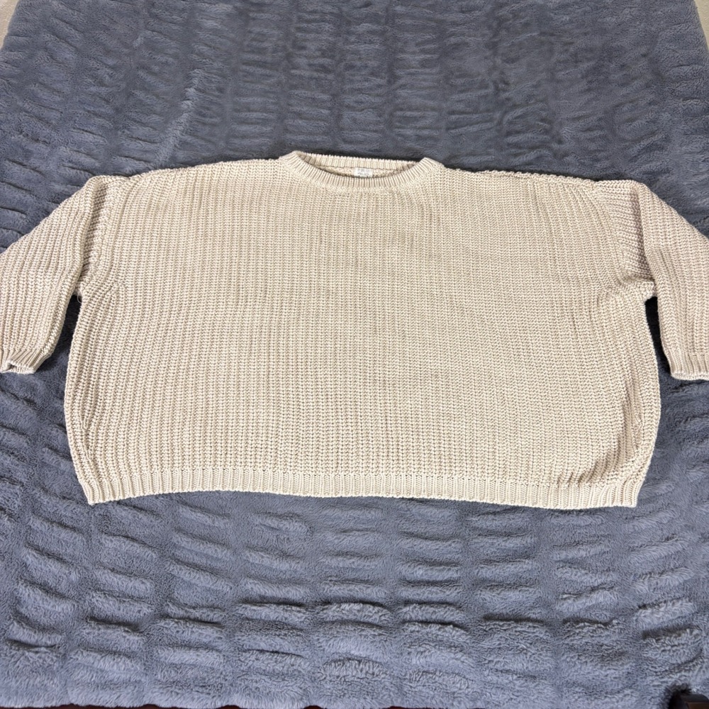 The Simple Folk Organic Cotton Chunky Knit Sweater Beige Oversized US 8 EU 12